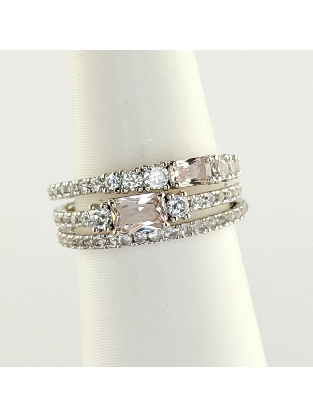 Bomb Party 3pc Sz 9 āThe Only One For Meā Morganite on Rhodium RBP6362